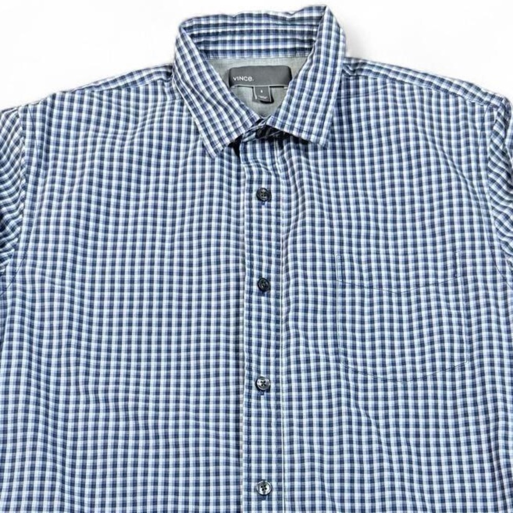 VINCE Button Shirt Men’s Small Blue Gingham Check